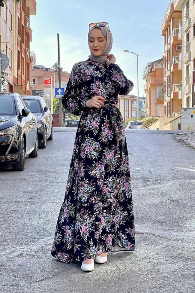 Moda Çizgi Tesettür Elbise - 3