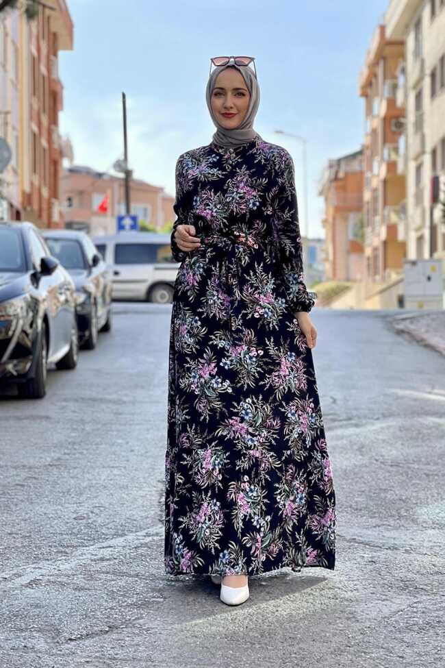 Moda Çizgi Tesettür Elbise - 5