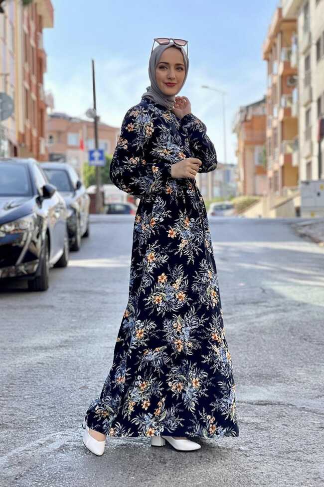 Moda Çizgi Tesettür Elbise - 1