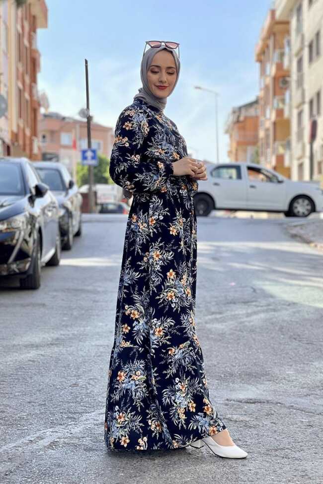 Moda Çizgi Tesettür Elbise - 4