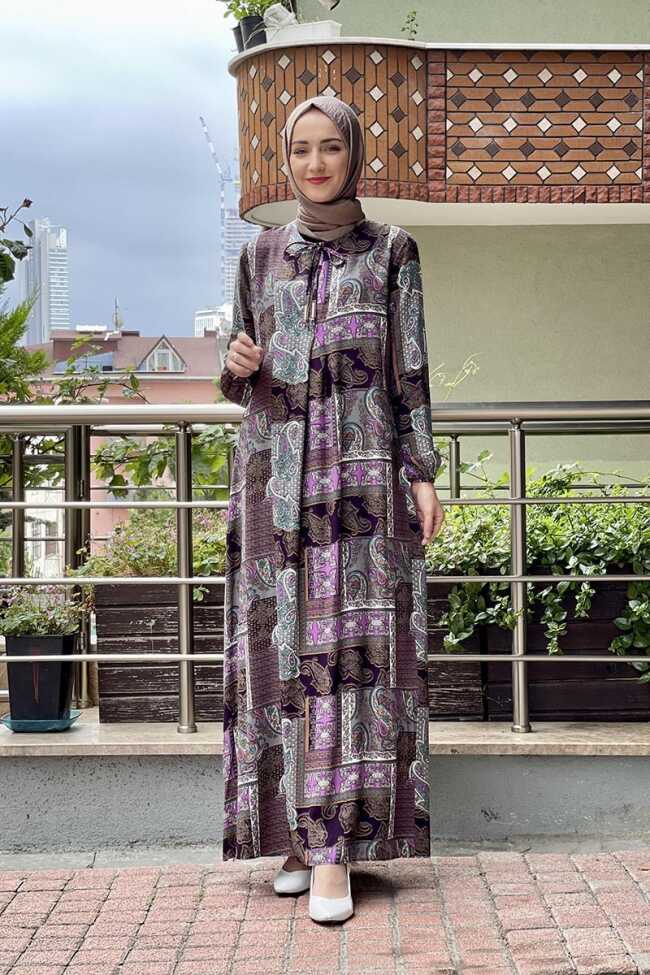 Moda Çizgi Tesettür Elbise - 2