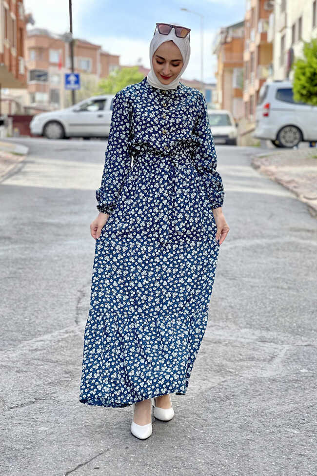 Moda Çizgi Tesettür Elbise - 4