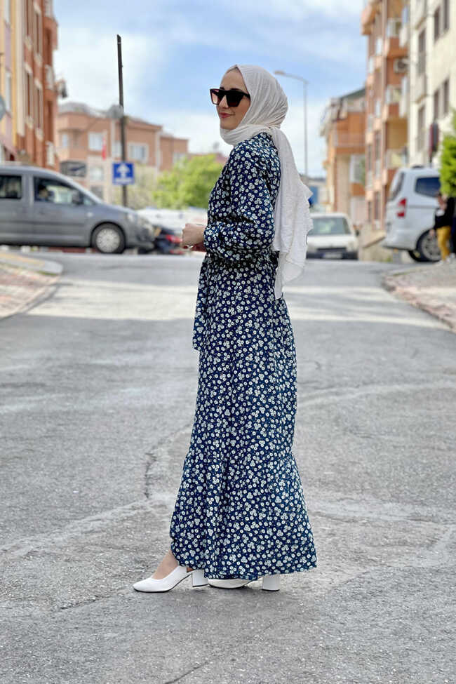 Moda Çizgi Tesettür Elbise - 5