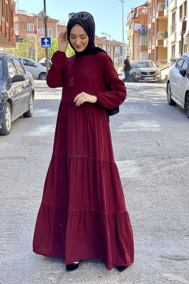 Moda Çizgi Tesettür Elbise - 4