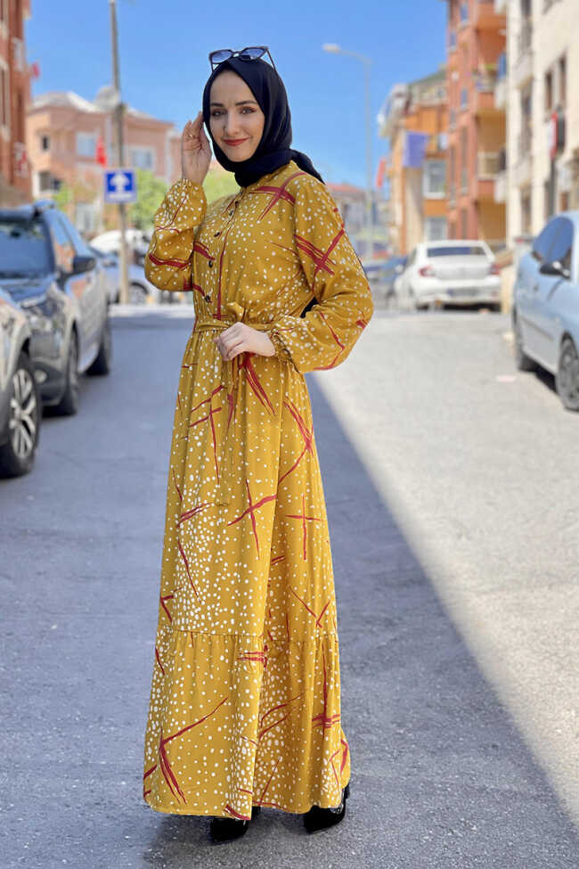 Moda Çizgi Tesettür Elbise - 4