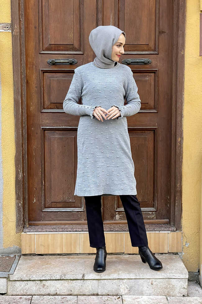 Moda Çizgi Triko Tunik - 2