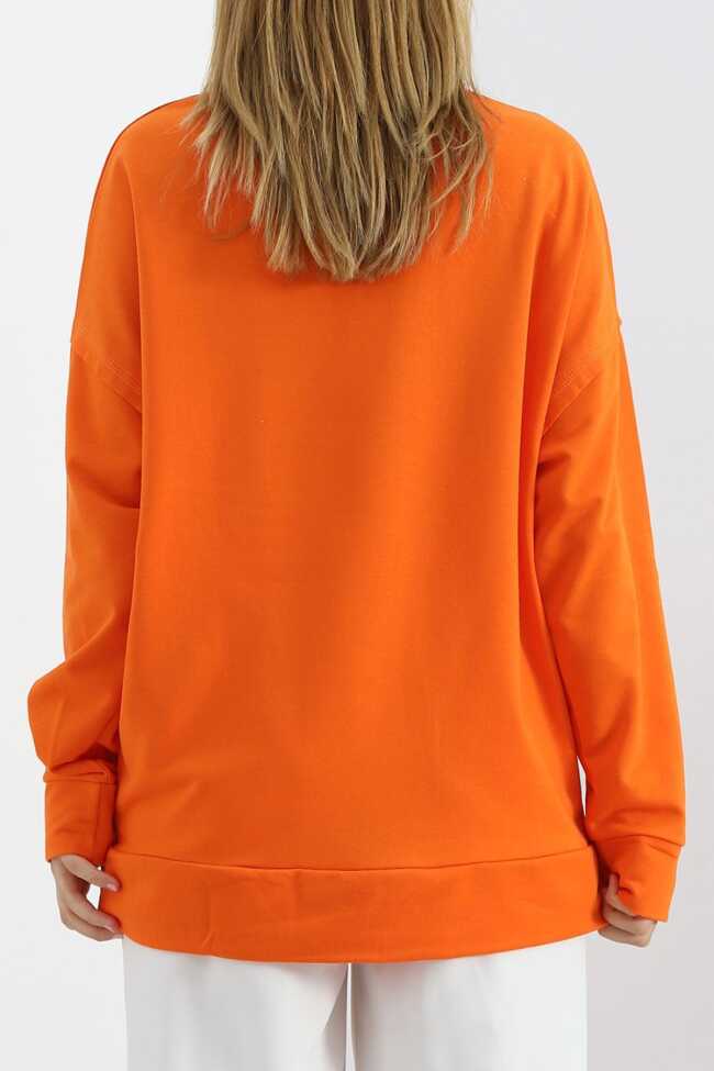 Nakışlı İki İplik Tunik Sweat Oranj - 8