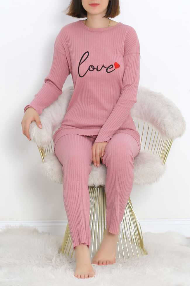 Nakışlı Pijama Takımı Pembe - 3