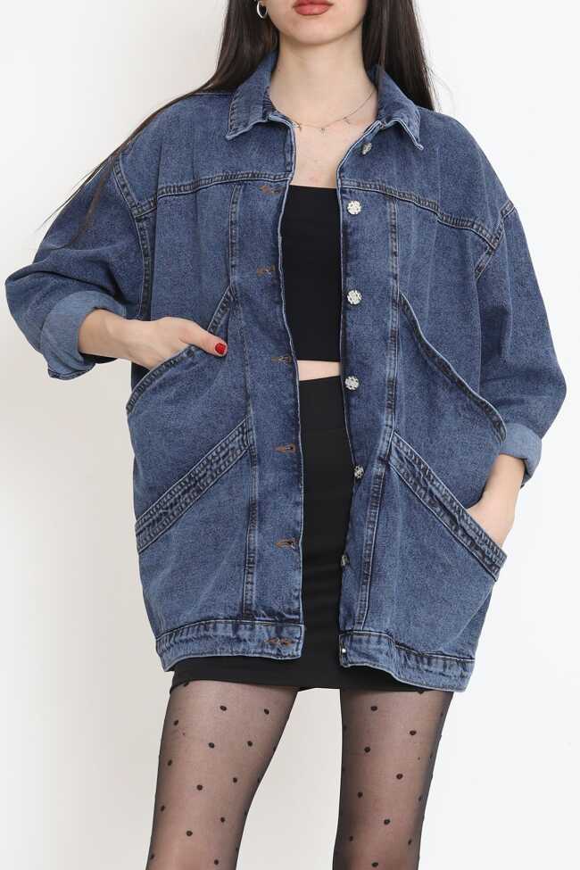 Oversize Kot Ceket Mavi - 1