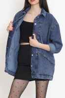 Oversize Kot Ceket Mavi - 3