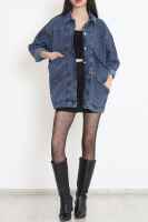 Oversize Kot Ceket Mavi - 6