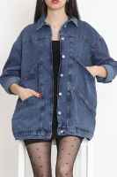 Oversize Kot Ceket Mavi - 7