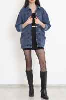 Oversize Kot Ceket Mavi - 8