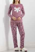 Peluş Polar Pijama Takımı Lilabeyaz - 3