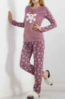 Peluş Polar Pijama Takımı Lilabeyaz - 5