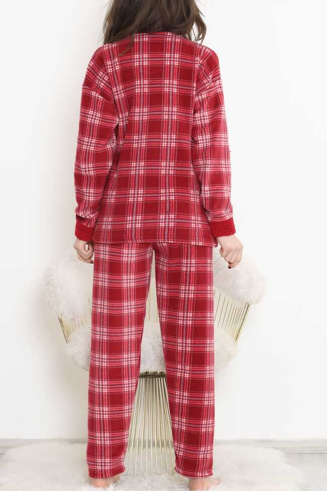 Polar Peluş Pijama Takımı Kırmızı1 - 6