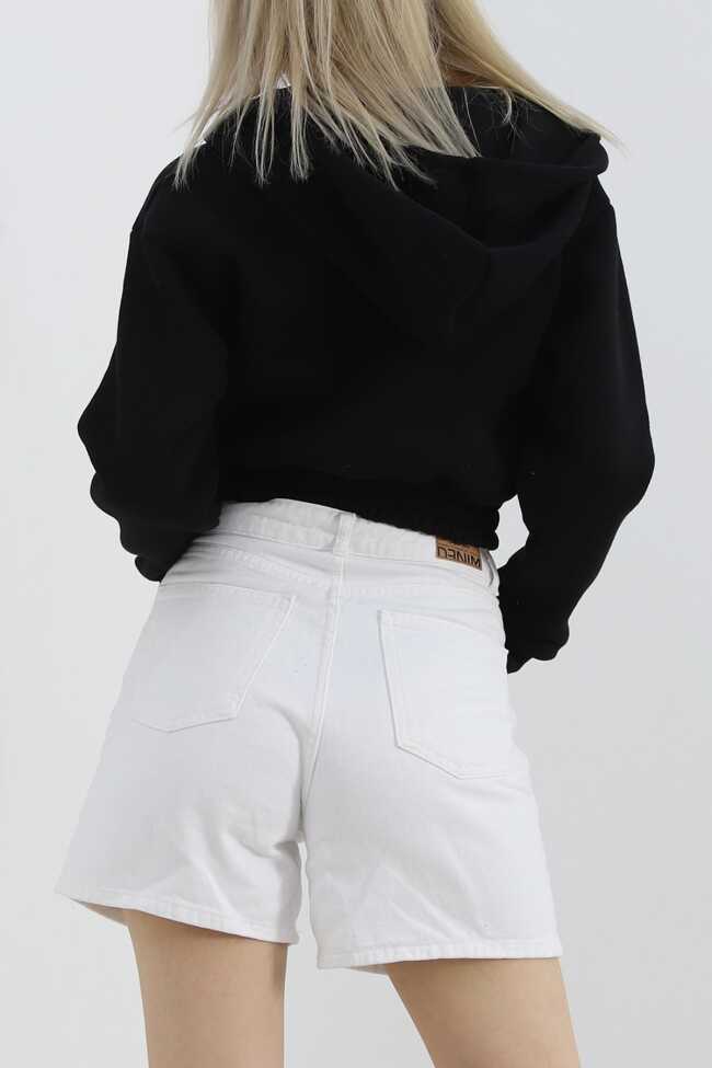 Şardonlu Crop Sweat Siyah - 6