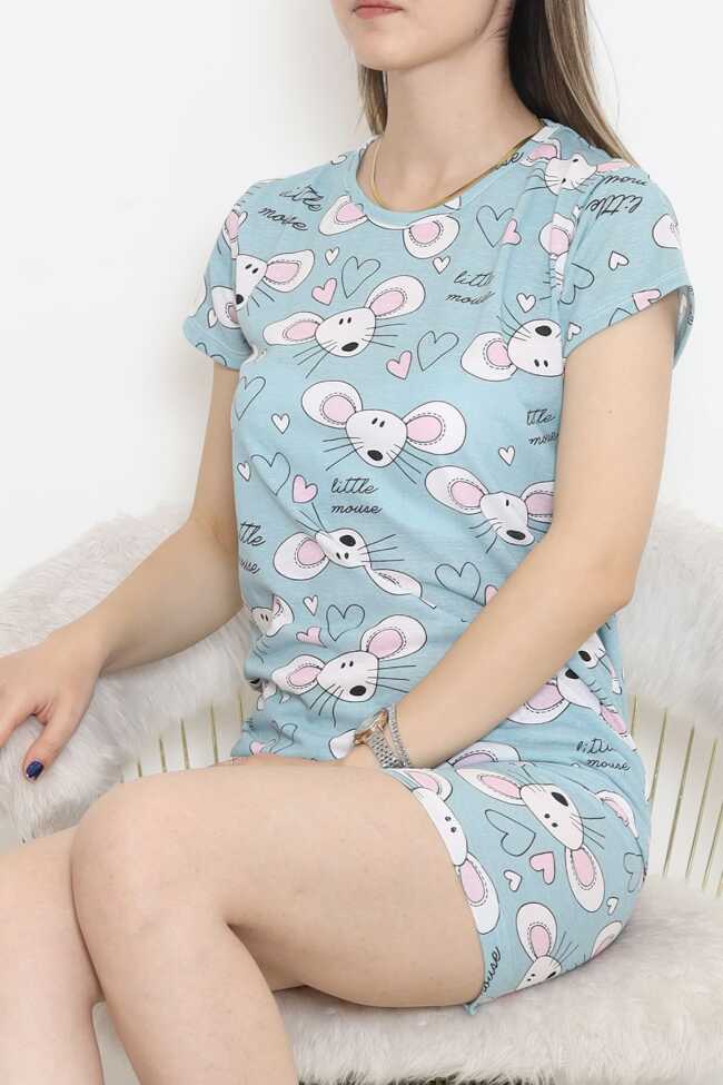 Şortlu Pijama Takımı Açıkmint - 7