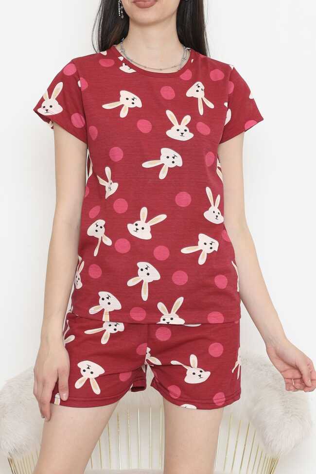 Şortlu Pijama Takımı Bordo - 1