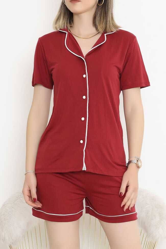 Şortlu Pijama Takımı Bordo - 1