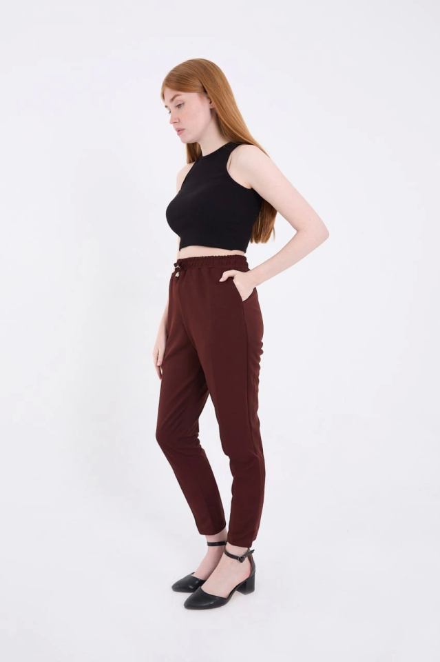 Tam Kalıp Basic Eşofman Pantolon - Bordo - 3