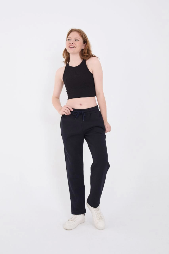 Unisex Üç İplik Basic Eşofman Pantolon - Lacivert - 2