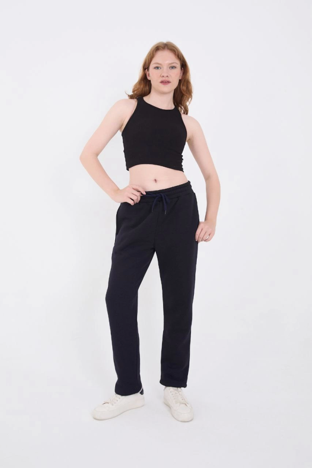 Unisex Üç İplik Basic Eşofman Pantolon - Lacivert - 3