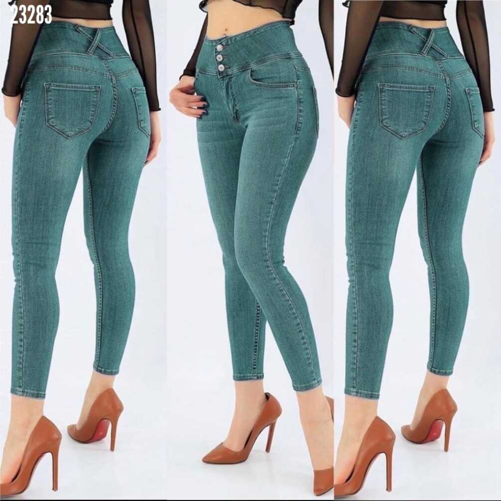 Yüksek Bel Likralı Jean Pantolon 90 Cm - 1