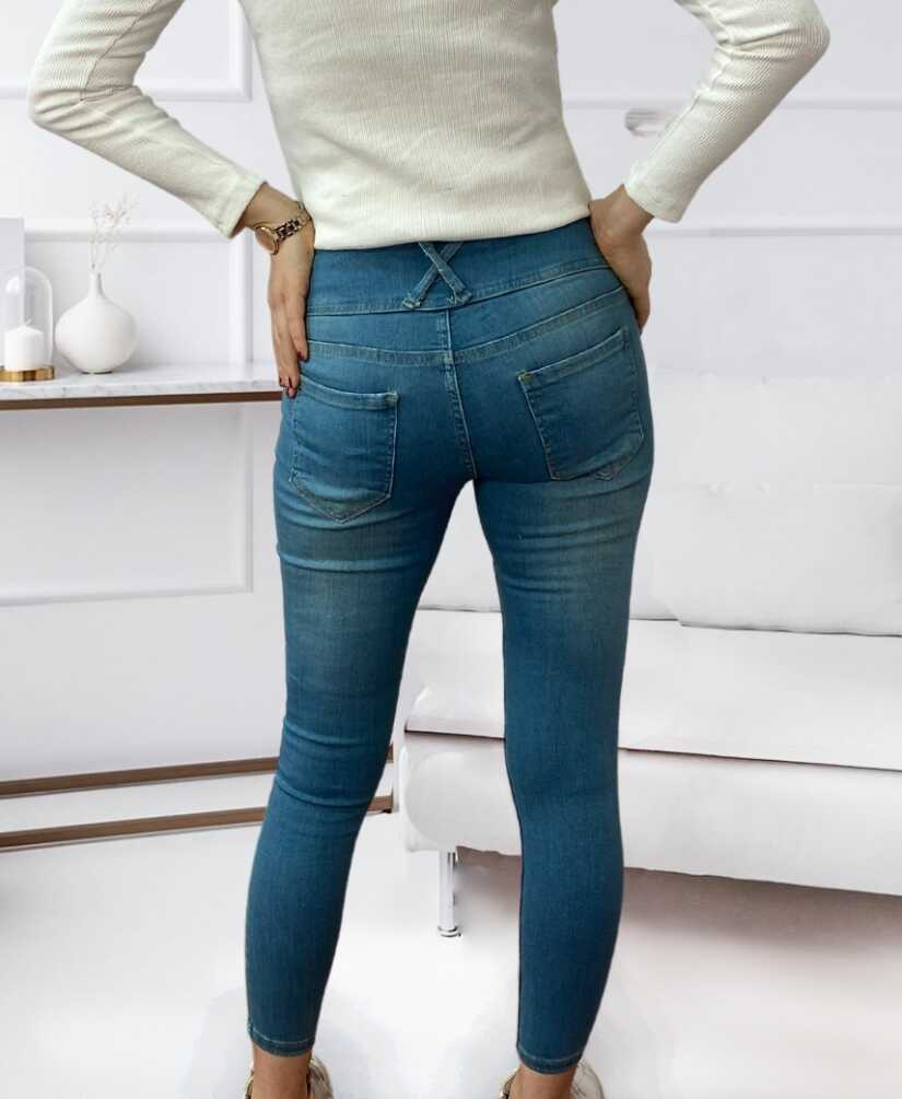 Yüksek Bel Likralı Jean Pantolon 90 Cm - 4